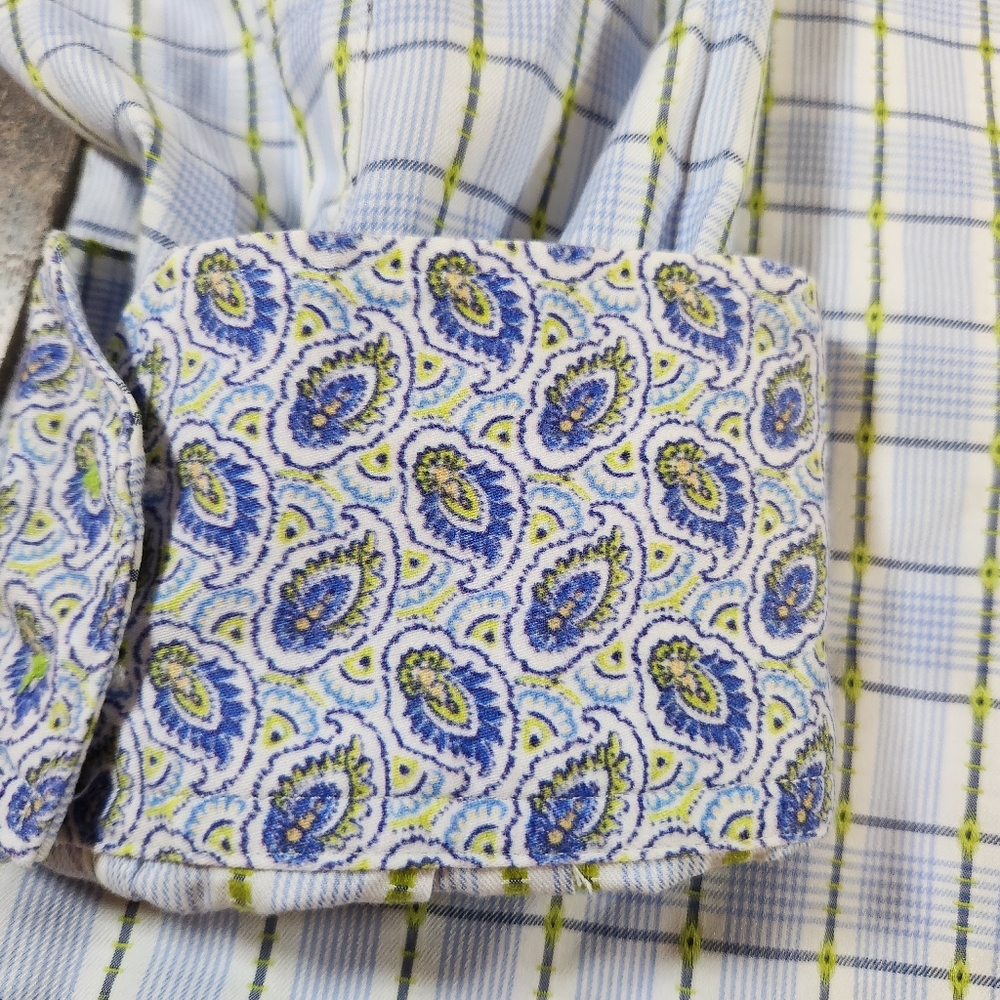 Robert Graham Mens Size 2XL Sport Shirt Checkered Paisley Flip Cuffs Classic Fit - Picture 5 of 13